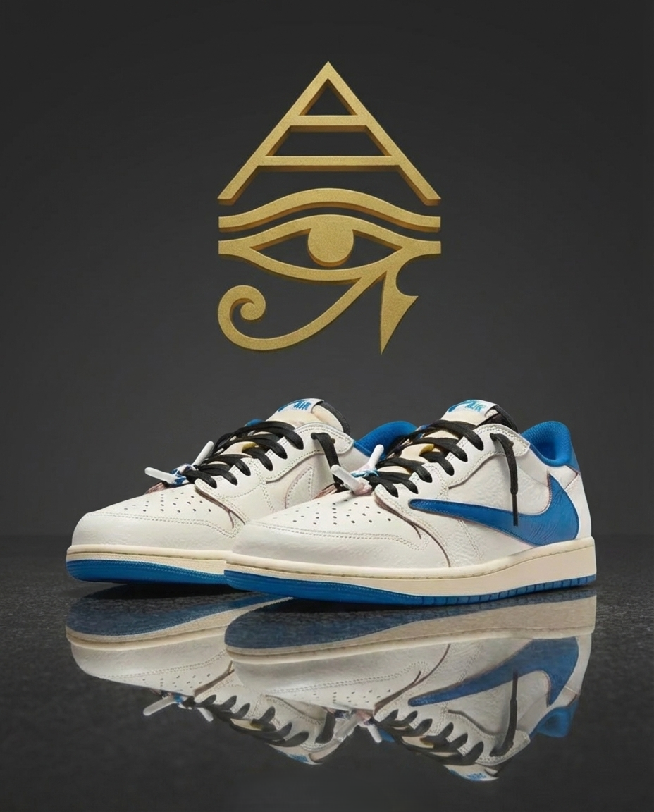 Jordan 1 Retro Low OG SP Fragment x Travis Scott Sail Military Blue