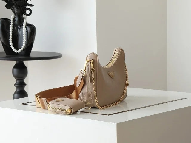 Prada Re-Edition 2005 Nylon Bag Cameo Beige